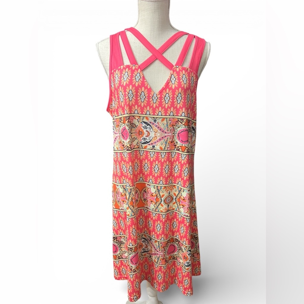 Exclusive Pink and Orange Sleeveless Dress.Sz/XL